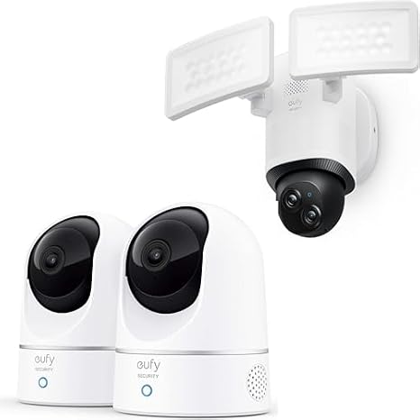 eufy Security Indoor Cam E220 2-Cam Kit & Camera Floodlight Camera E340 Wired (Bundle)