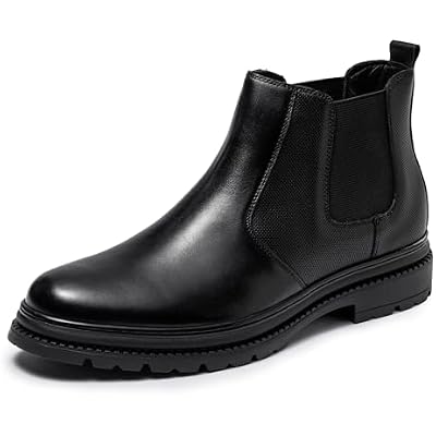 OKKO Mens Chelsea Dress Boots Genuine Leather Classic Stylish Casual Slip On Ankle Boot for Men
