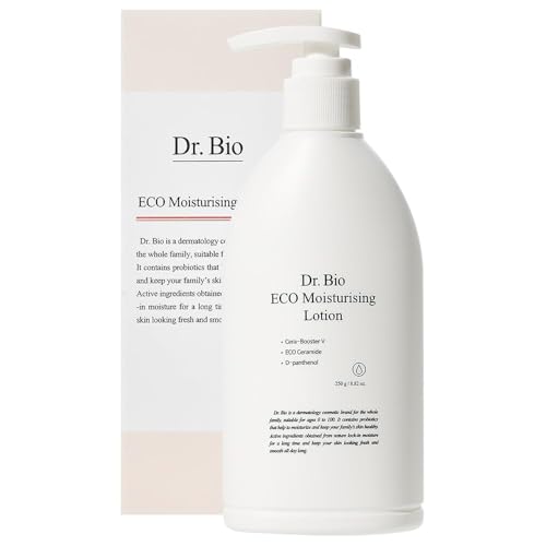 Dr.Bio Eco Moisture Lotion, Body & Face Daily Moisturizer for Sensitive Skin Types with Ceramide Shea Butter, Probiotics & Cica, Organic & Vegan, Fragrance-Free, Hypoallergenic Korean Skincare
