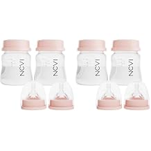 NCVI Baby Bottles Compatible with NCVI Breast Pump 8782/8780-2, Breast Milk Storage Bottles with Nipples and Travel Caps, Anti-Colic, BPA Free, 4.7oz/140ml, 2 Count (Pack of 2)