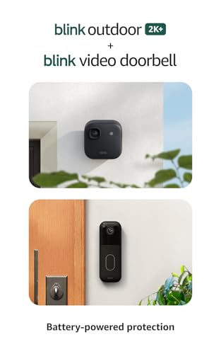 Blink Outdoor 2K+ and Video Doorbell Two-year battery life, smart detection, Sync Module Core included 1 Camera + Video Doorbell (Black)