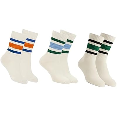 Retro Striped Crew Socks Sport Socks,Casual Cotton Stretchy Socks, with Seamless Toe for Men and Women Multicolor