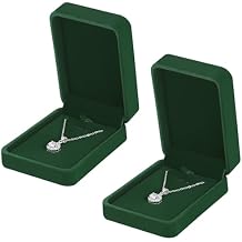 KUKUVR 2 Pieces Classic Velvet Necklace Pendant Box for Jewelry Gift, Small Jewellry Storage Display Case for Wedding Engagement Birthday Anniversary