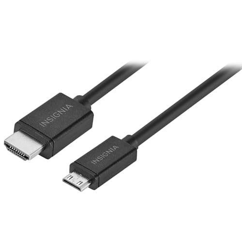 INSIGNIA 4ft. Mini HDMI to HDMI Cable, High-speed 4K Ultra HD FHD, Compatible with Camera, Camcorder, Tablet and Graphics Video Card, Laptop, Raspberry Pi Zero, Black