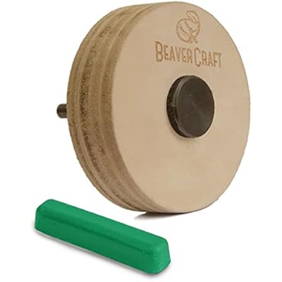 BeaverCraft Knife Sharpening Wheel 7cm PW1 - Buffing Wheel and Polishing Stropping Compound for Knives, Chisels, Woodworking Carving Tools