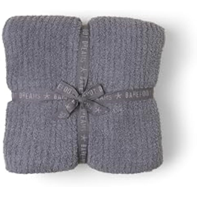 Barefoot Dreams CozyChic Ribbed Bed Blanket, Ultra Soft Plush Microfiber Blanket for Bed, Warm & Lightweight Cozy Bedding Layer, Textured Knit, FullQueen Size, Graphite