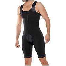 Men's Full Body Shaper Compression Abs Abdomen Shapewear Plus Size Bodysuit with Zipper Breathable (Color : Black, Size : X-Large)