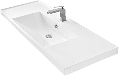 Scarabeo 3007-One Hole ML Rectangular Ceramic Self Rimming/Wall Mounted Bathroom Sink, White