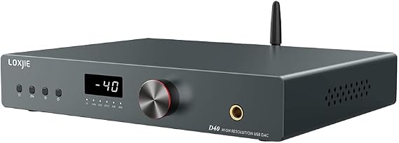 LOXJIE D40 DAC Headphone Amplifier, 2*ES9068AS D/A Chips 4*Dual OP AMP OPA1612, MQA Full Decoding XU216 USB, Qualcomm Bluetooth XMOS with Full-Function Remote Control