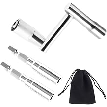 Drum Key Set 3pcs 2 Drill-Style Drum Tuning Keys & 1 Z-Type Manual Tuner, Percussion Accessories for 1/4" Drum Tension Rods with Storage Bag