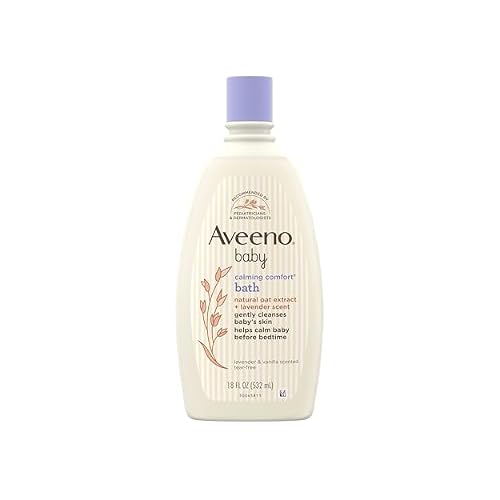 Aveeno Baby Nighttime Calming Comfort Bath, Body & Hair Wash with Relaxing Lavender & Vanilla Scents & Natural Oat Extract, Tear-Free Formula, Paraben-, Phthalate- & Soap-Free, 18 Fl. Oz