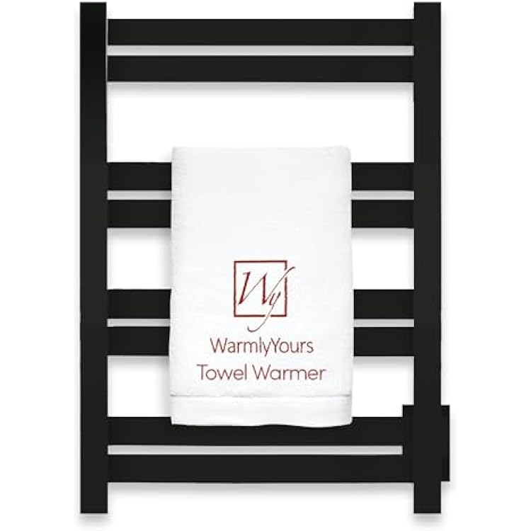 WarmlyYours Heated Towel Warmer Rack, 8-Bar, Hardwired, Integrated OnOff Switch with Light, 304-Stainless Steel Maple