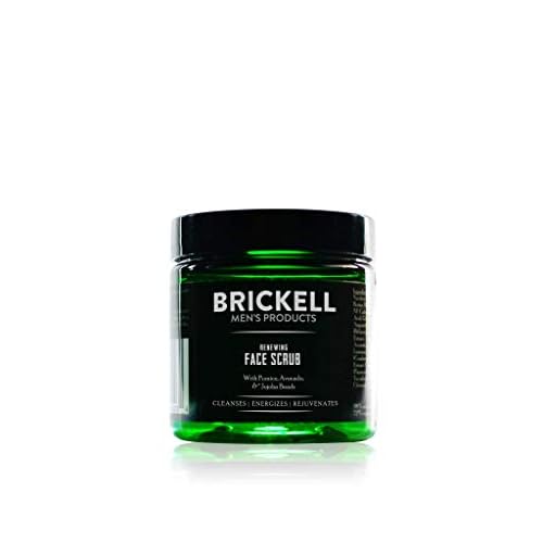 Brickell Mens Renewing Face Scrub for Men, Natural and Organic Deep Exfoliating Facial Scrub Formulated with Jojoba Beads, Coffee Extract and Pumice, 4 Ounce, Scented