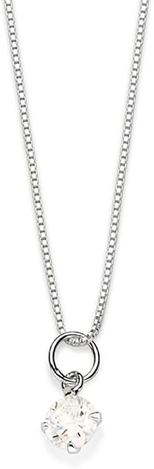 Rommanel 925 Sterling Silver Point of Light Necklace with 5mm Zirconia - 45cm/17.7in - Handcrafted silver jewelry for women
