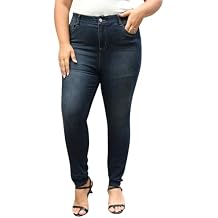 Nemidor Womens Plus Size Skinny Jeans High-Rise Premium Stretchy Denim Jeans NEM546(26,Navy)