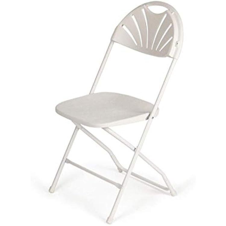 EventStable TitanPRO White Fanback Plastic Folding Chairs - Folding Dining Chairs with 18 Gauge Steel Frame - Commercial Grade Stackable Chairs for Outside, Wedding, and Events Seating - 10 Pack