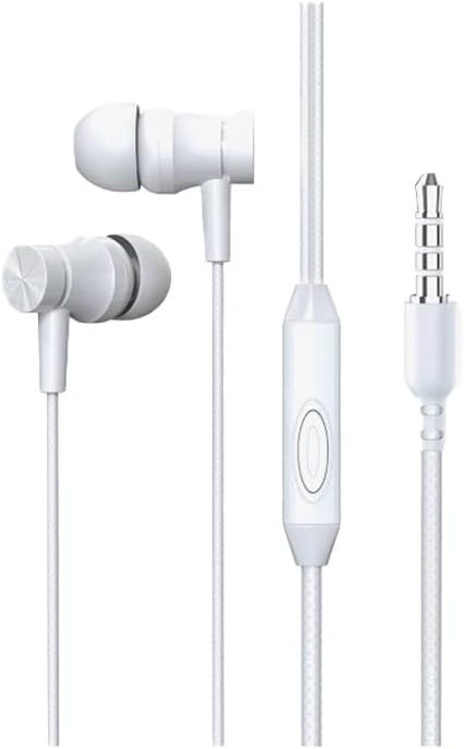 3.5mm Stereo Wired Headphone with Control and Microphone In-Ear (Mtl MT270 White) with Microphone