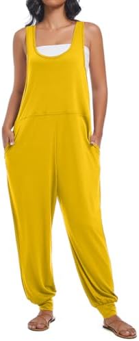 Nfsion Women's Casual Loose Sleeveless Jumpsuits Harem Long Pants Romper Overalls with Pockets Summer Trendy Outfits