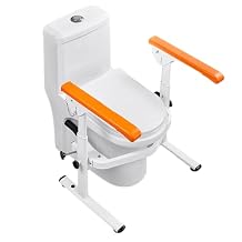Toilet Rai,Toilet Safety Rails,Safety Frame for Elderly Standing Support,The Handrails are Made of Carbon Steel Pipe and are Durable(Orange)