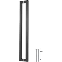 Ranbo Squared-Shaped/Rectangle 12" Push Pull Door Handle, Back to Back, 262mm (10 5/16 inch) CTC, 1.2 mm 304 Stainless Steel, for Barn, Front, Wood, Commercial, Entrance Door, Matte Black