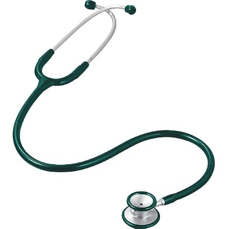 Deluxe Dual Head Stethoscope #411 by Lane Instrument, Nickel-Plated Zinc Alloy, Colored Tubing, 5 Color Options (Hunter Green)