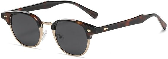 Sunglasses Women'S Half Frame Fashion Sunglasses Men'S Retro Round Frame Rice Nail Uv400 Glasses