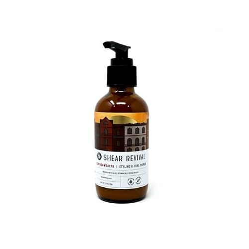 Shear Revival Commonwealth Styling & Curl Primer for Men & Women - Vegan, Natural Finish, Lightweight, Curl Defining Cream, Prestyler, Leave-In Conditioner, Mandarin, Oakmoss & Galbanum Scent, 3.4oz