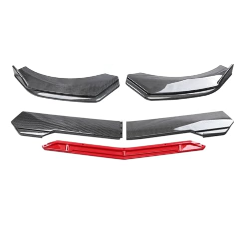 Compatible For Fiat Abarth 500 595 Car Front Bumper Chin Lip Spoilers Body Kits Splitter Skirt Diffuser Protection Guard CoversCarbon Fiber and Red