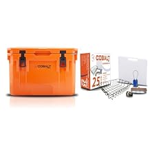 Cobalt 25 Quart Orange Roto-Molded Cooler with Accessory Kit
