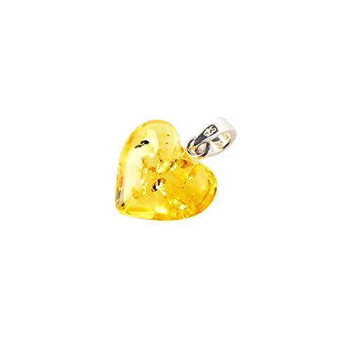 TheNaturalAmber Amber Pendant Baltic Amber Heart Pendant for Necklace, Polished Lemon Yellow Jewelry Small Handmade Charm for Women or Gift