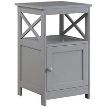 Convenience Concepts Oxford End Table with Storage Cabinet and Shelf, Gray