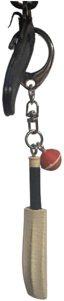 Unique Cricket Bat Keychain Rare Sports Accessory & Gift for Cricket Lovers Mini Cricket Gear Charm (Silver Snap Clip)