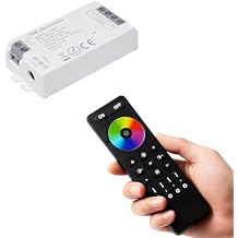 Shine Decor RGB Controller Kit Work with DC5V/DC12V/DC24V Max 12A RGB LED Strip, Support PWM 5050SMD FCOB COB SCOB, 2.4GHz RF Wireless Remote, 4 Zones Group Control