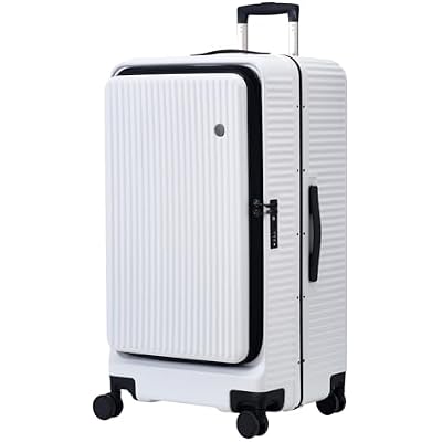 Kaleenie 29 Inch Aluminum Checked Luggage with Side Opening Zipper, 40  37  77cm, 113L, Lightweight Hardshell ABSPC Suitcase with TSA Lock, 360 Universal Wheels, White