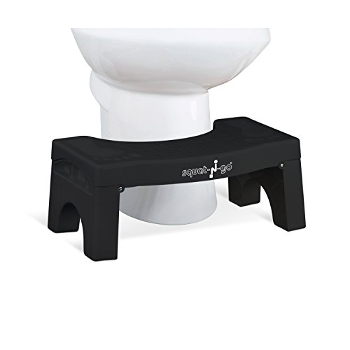 Squat N Go 7 Folding Squatting Stool | The Only Foldable Toilet Stool | Convenient and Compact Great for Travel | Fits All Toilets, Folds for Easy Storage, Use in Any Bathroom | Black Color |
