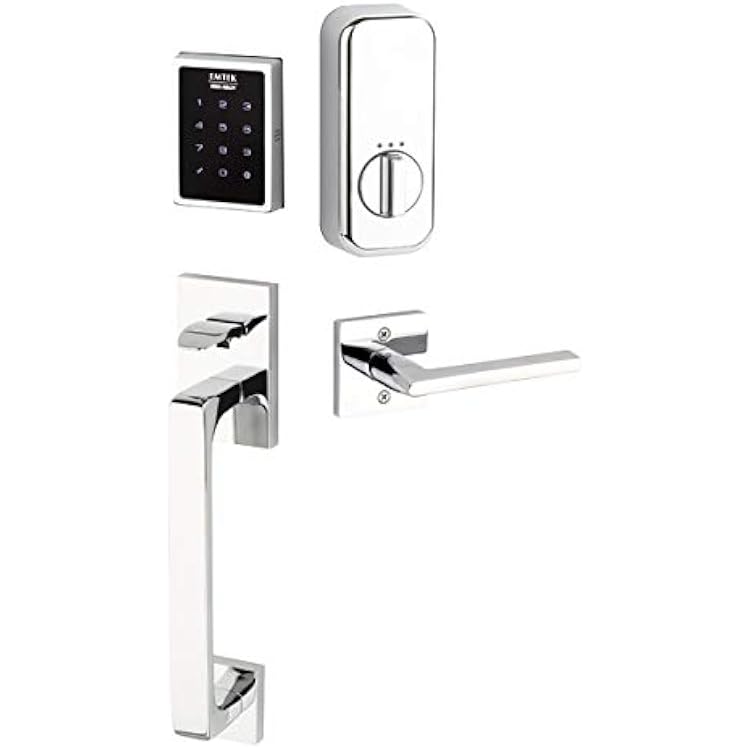 EMTEK Empowered Motorized Baden Keypad Smart Entry Set wMatching Finish Dumont Lever - Choice of LeftRight Handing & 4 Finishes - EMP1103DTRHUS26 - Right Handed RH - Polished Chrome US26