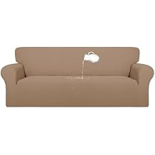 PureFit 100% Dual Waterproof Couch Cover Slipcovers for Couches and Sofas - Stretch Non Slip Fleece Sofa Covers Washable, Leakproof Furniture Protector for Kids, Pets, Dog (Sofa, Camel)