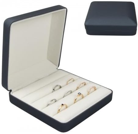 Jewelry Ring Organizer Box, Blue Ring Tray Holder Case, Velvet Lining PU Leather Ring Storage Boxes for Travel or Home Organizers, Ring Storage Display Case for Girls Women Multiple Rings Earring