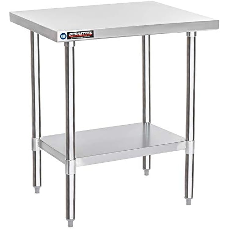 DuraSteel 30x24 Small Stainless Kitchen Island - NSF Outdoor Grill Work Station with Under Shelf - Metal Microwave Stand - For Laundry Room, Kitchen, Garage, Restaurant