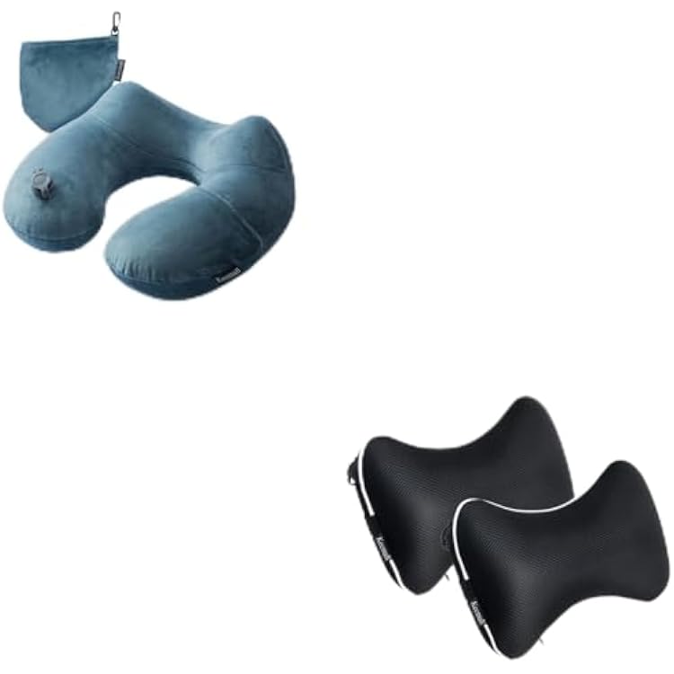 Inflatable Travel Neck Pillow,2 Pack Soft Headrest Cushion for Driving Office Camping, Inflatable Travel Neck Pillow for Car or SUV, Boost Your Driving Comfort, Fits All Vehicles
