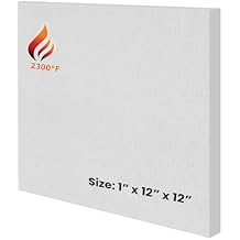 Ceramic Fiber Board - 1" Thick x 12" x 12", 2300F Rated Fireproof Board, Ceramic Fiber Insulation Board for Stove, Furnace, Forge, Kiln, Boiler, Pizza Oven, Fireplace Baffle Board, 1 Pack