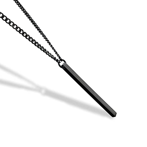 Handmade Pendant Necklace for Men of a Black Stainless Steel with Adjustment Chain, Minimalist Designer by Valeno Jewelry