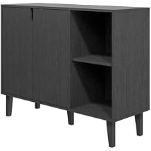 Panana Kitchen Buffet Cabinet Storage Sideboard with 2 Doors 2 Shelves, 41.8" L x 15" W x 32.5" H (Black)