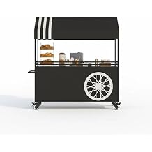 Large Portable Food Cart with Lockable Canopy & Wheels, Outdoor Snack Stand for Street Vendor, Market, Parties and Events(Black,47x24x75in)