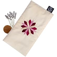 Flaxseed & Dried Lavender Aromatherapy Eye Pillow | Ultra-Soft 100% GOTS-Certified Organic Cotton | Used Hot/Cold for Stress, Migraine, Sleep & Period Cramps | Yoga, Meditation, Rest | 23X13 CM