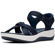 Clarks Cloudsteppers Women's Arla Daisy Sport Sandal, Navy Textile, 7.5 Medium US