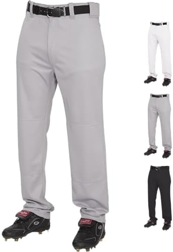 Rawlings | Mens Semi-Relaxed Full Length Baseball Pants | Piped | Adult Sizes | Multiple Colors