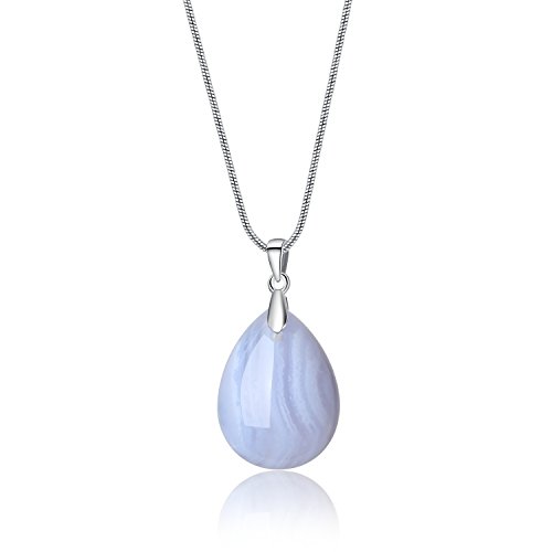 Stainless Steel Teardrop Healing Crystal Necklace