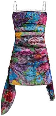 Crystal Embellished Printed Tulle Mini Dress