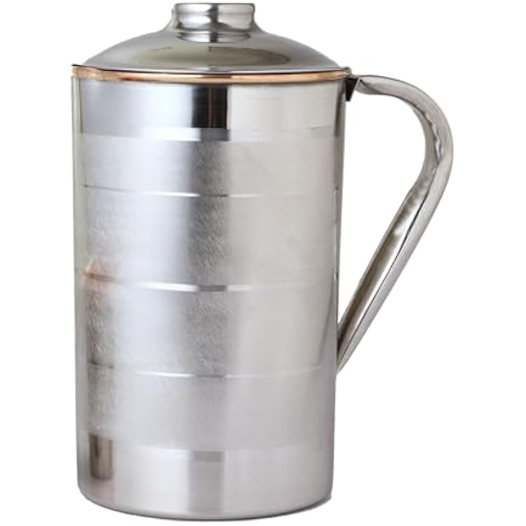 Copper and Stainless Steel Jug | Outer Stainless Steel and Inner Copper Jug For Ayurveda Health Benefits 1.5 Liter